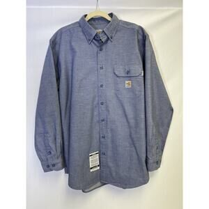 Vintage Carhartt Workwear Shirt Denim Button Down Mens Large Long Sleeve Solid